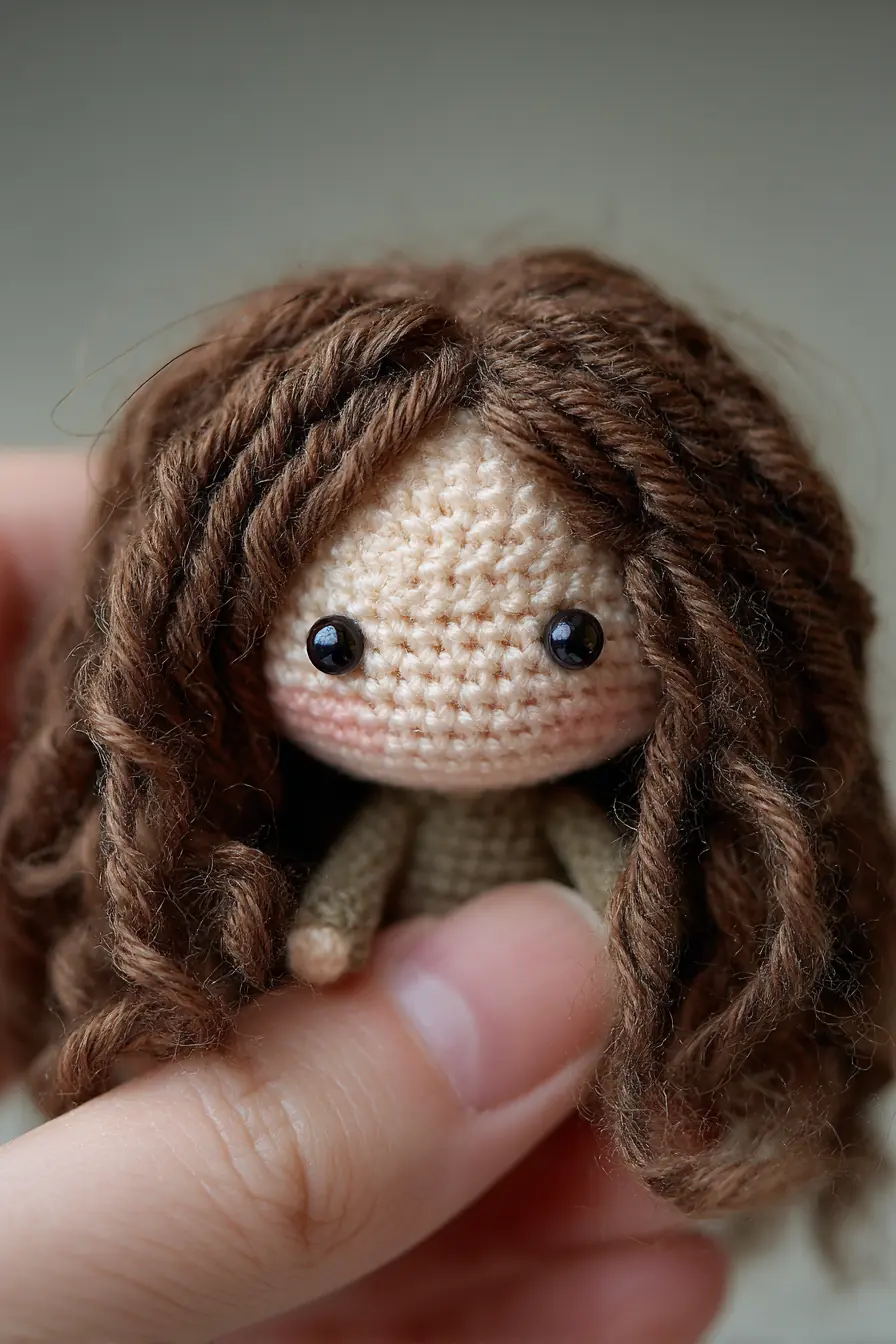 Mini Amigurumi Doll with Curly Yarn Hair — Tiny Crochet Doll Pattern Tips