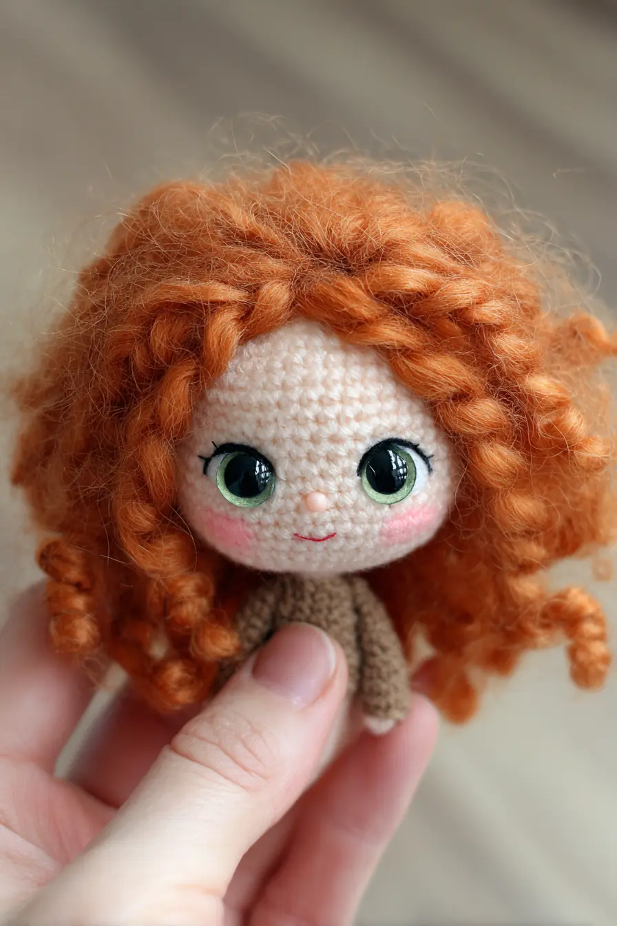 Mini Amigurumi Doll with Curly Red Hair — Crochet Pattern & Materials Guide