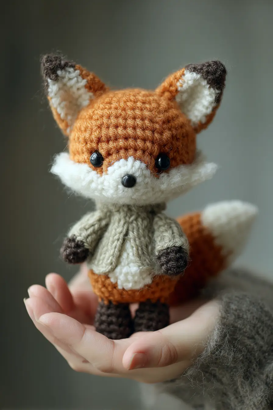 Mini Fox Amigurumi — Cute Crochet Fox Doll (DK Yarn, Safety Eyes, ~4 in / 10 cm)