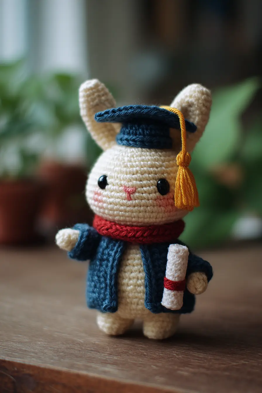 Mini Graduation Bunny Amigurumi Crochet Pattern — Cap, Gown & Diploma