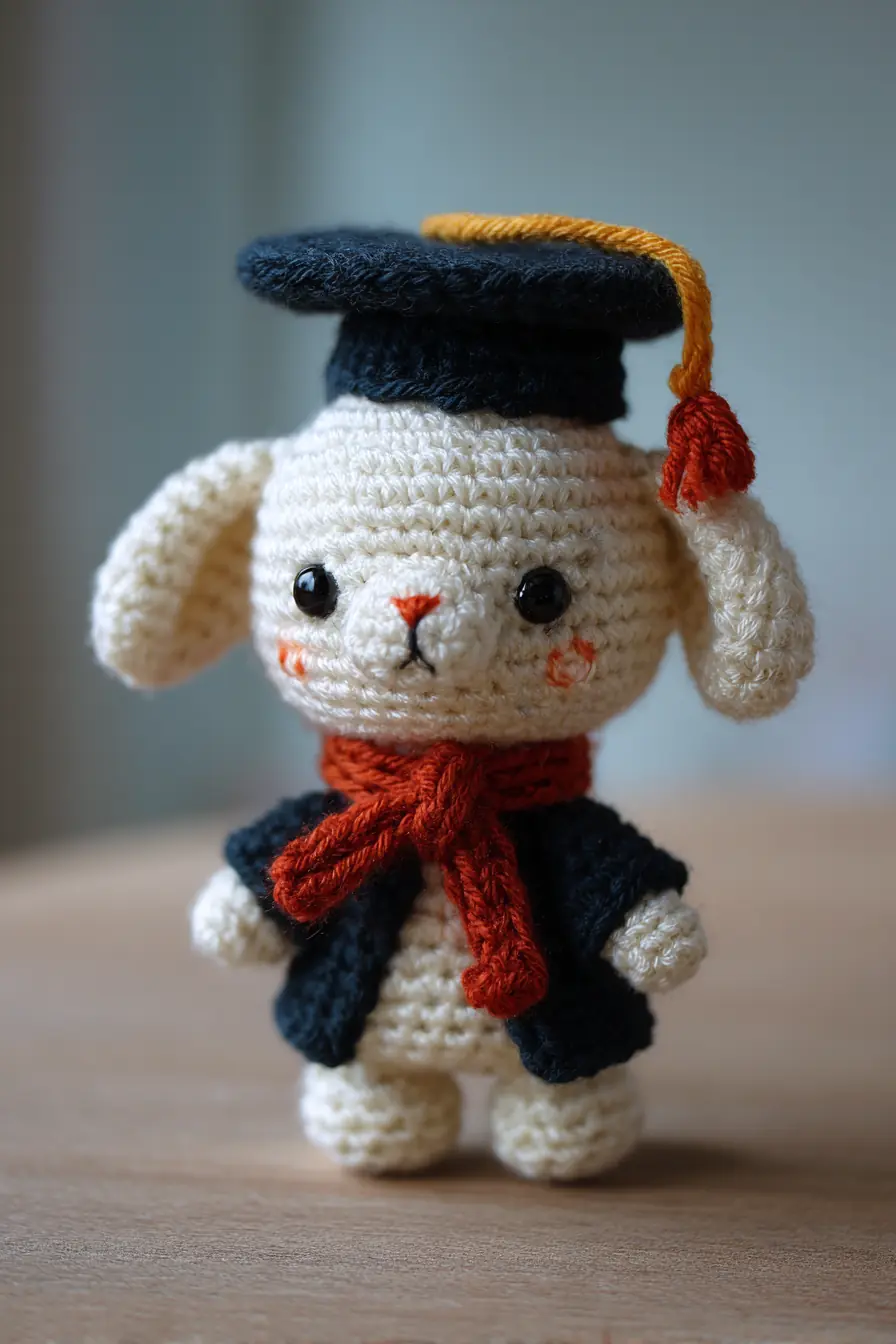 Mini Graduation Bunny Amigurumi — Crochet Toy Pattern (Hat & Scarf)