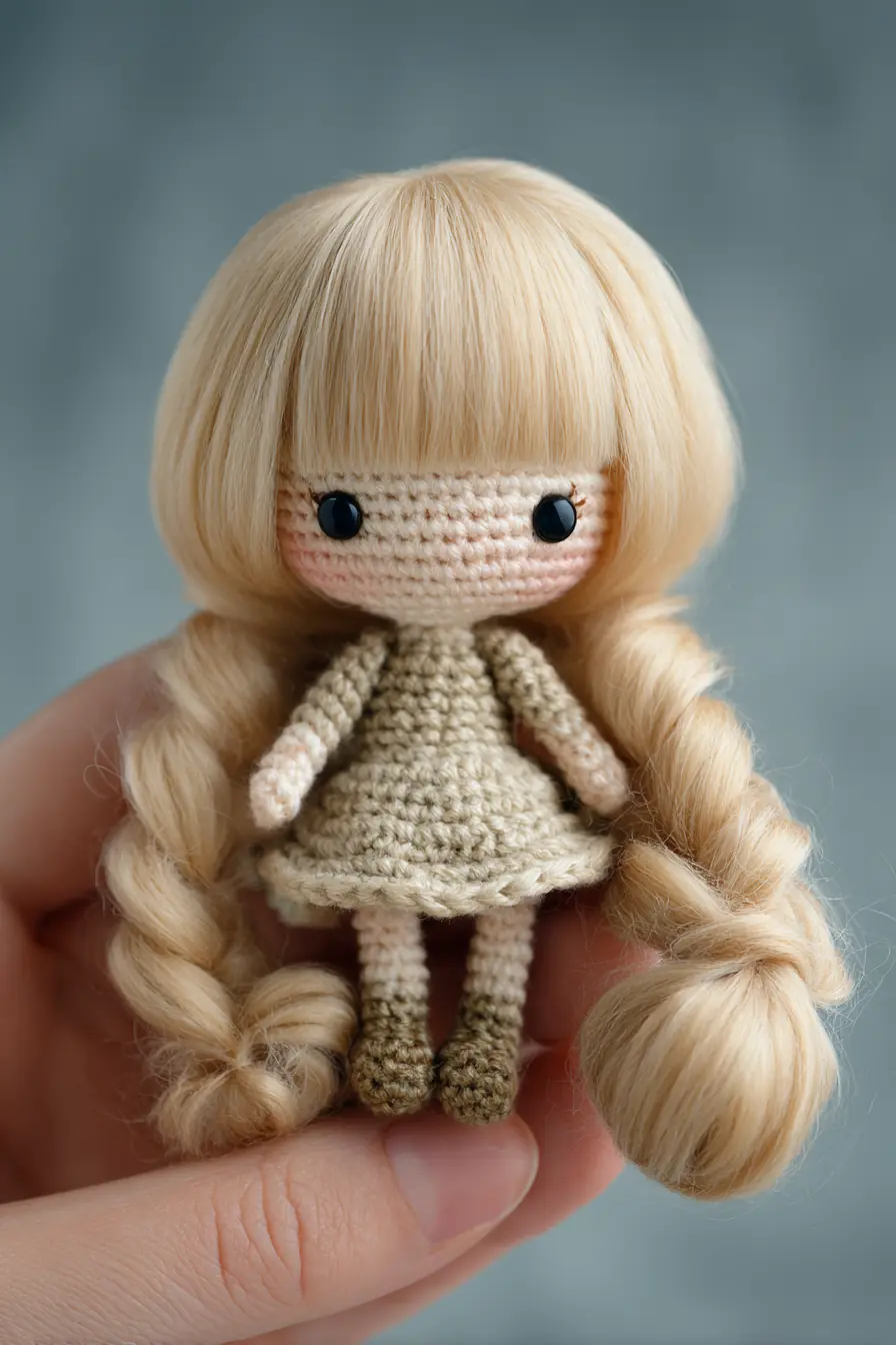 Mini Braided Blonde Amigurumi Doll — Crochet Pattern, Materials & Tips