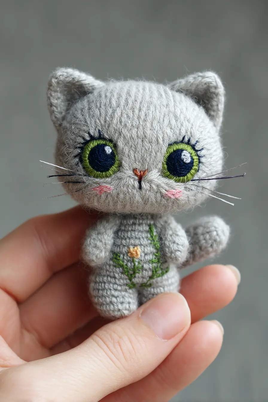 Mini Grey Cat Amigurumi — Crochet Pattern, Materials & Safety Tips