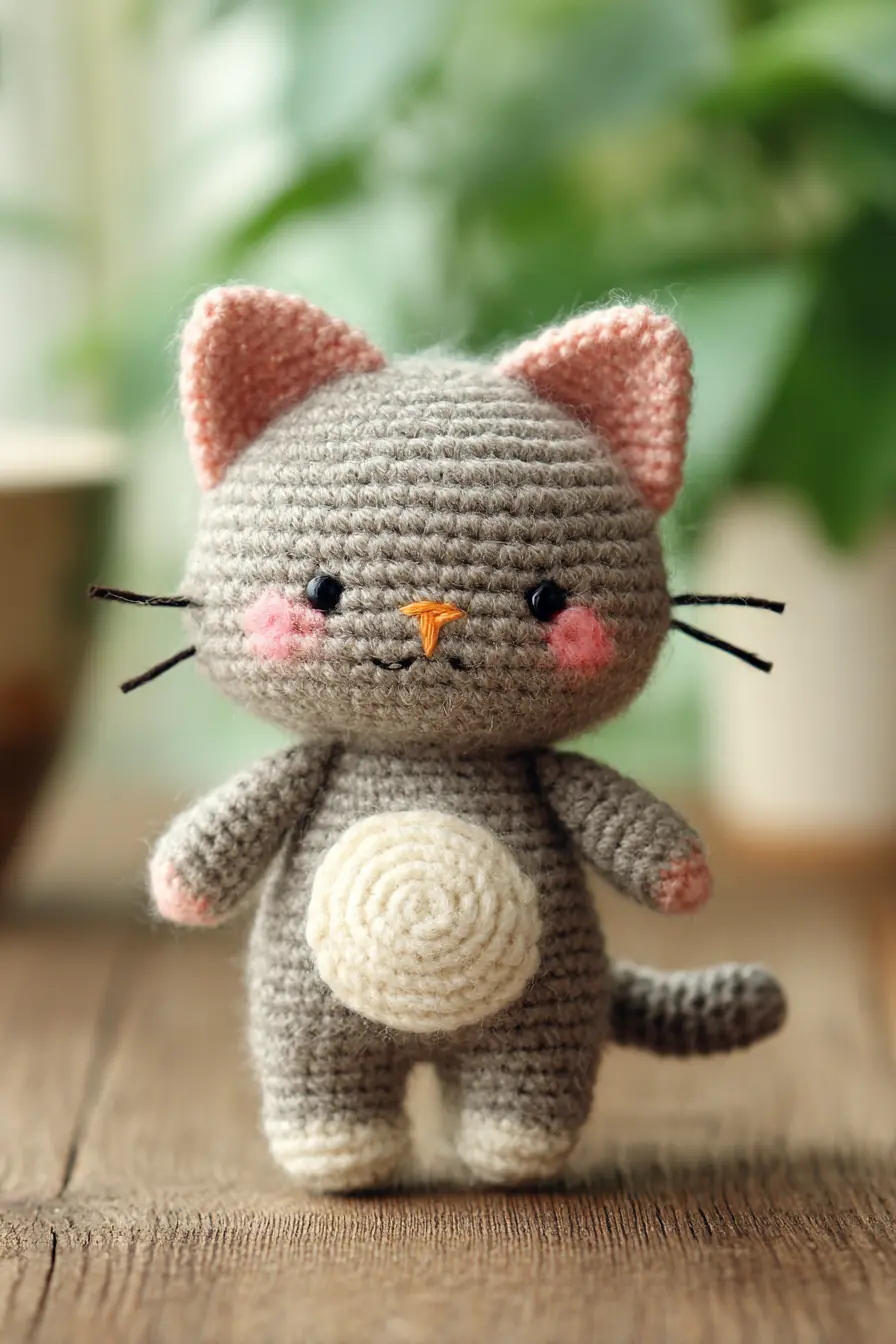 Mini Grey Amigurumi Cat — Crochet Pattern, Materials & Safety Tips