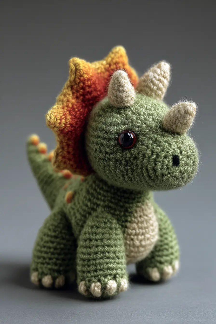 Mini Triceratops Amigurumi — Crochet Pattern, Materials & Safety Tips