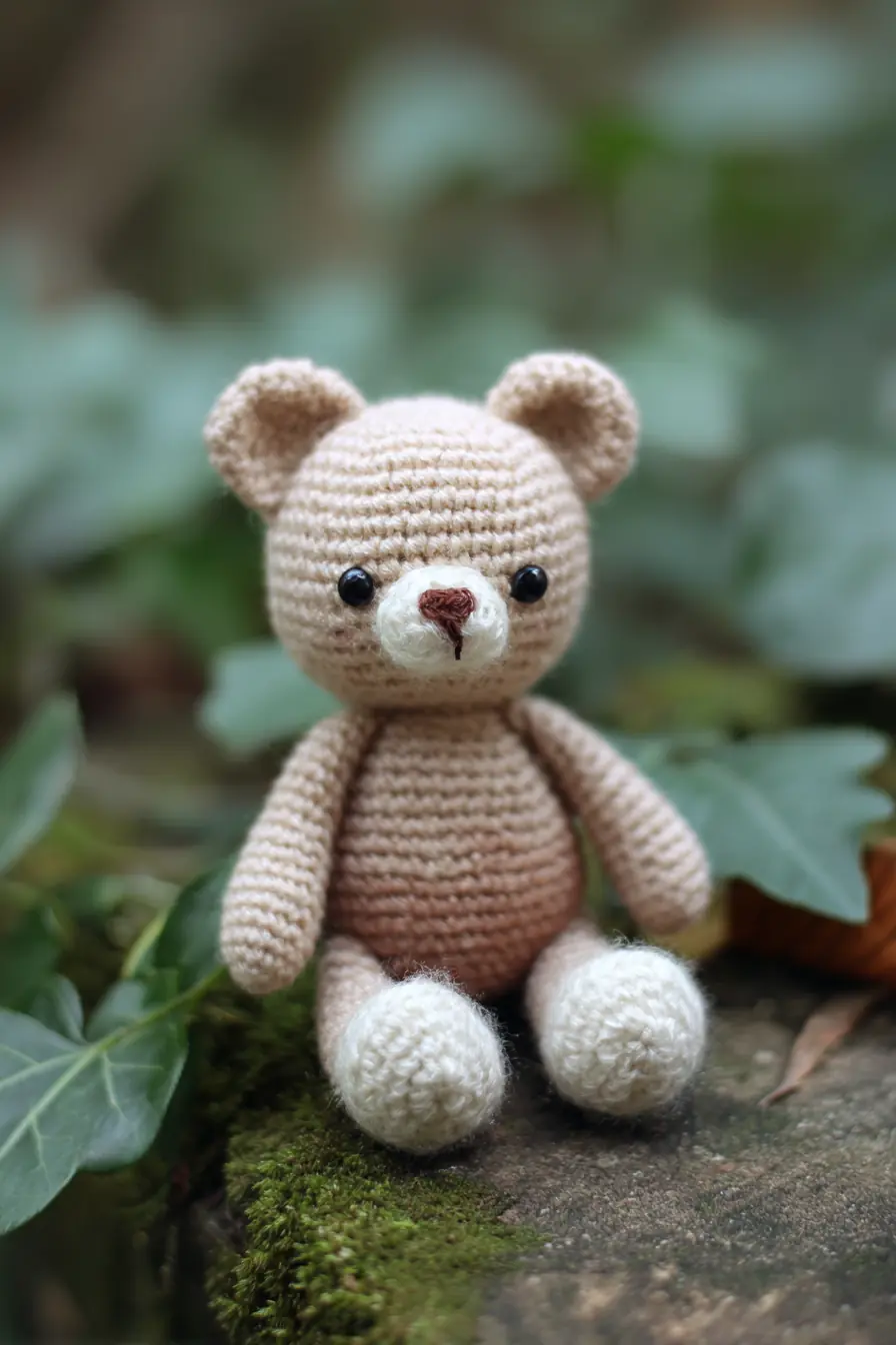 Mini Crochet Teddy Amigurumi — DK Yarn, Safety Eyes & Simple Stitches