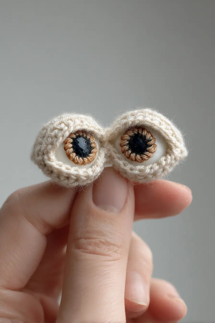 Mini Crochet Amigurumi Eyes - Hand-stitched Safety Eyes with Embroidered Iris