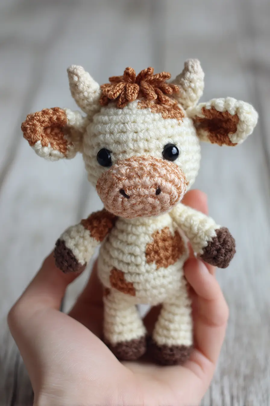 Mini Crochet Cow Amigurumi Pattern — Cute Handmade Plush (4–5 in)