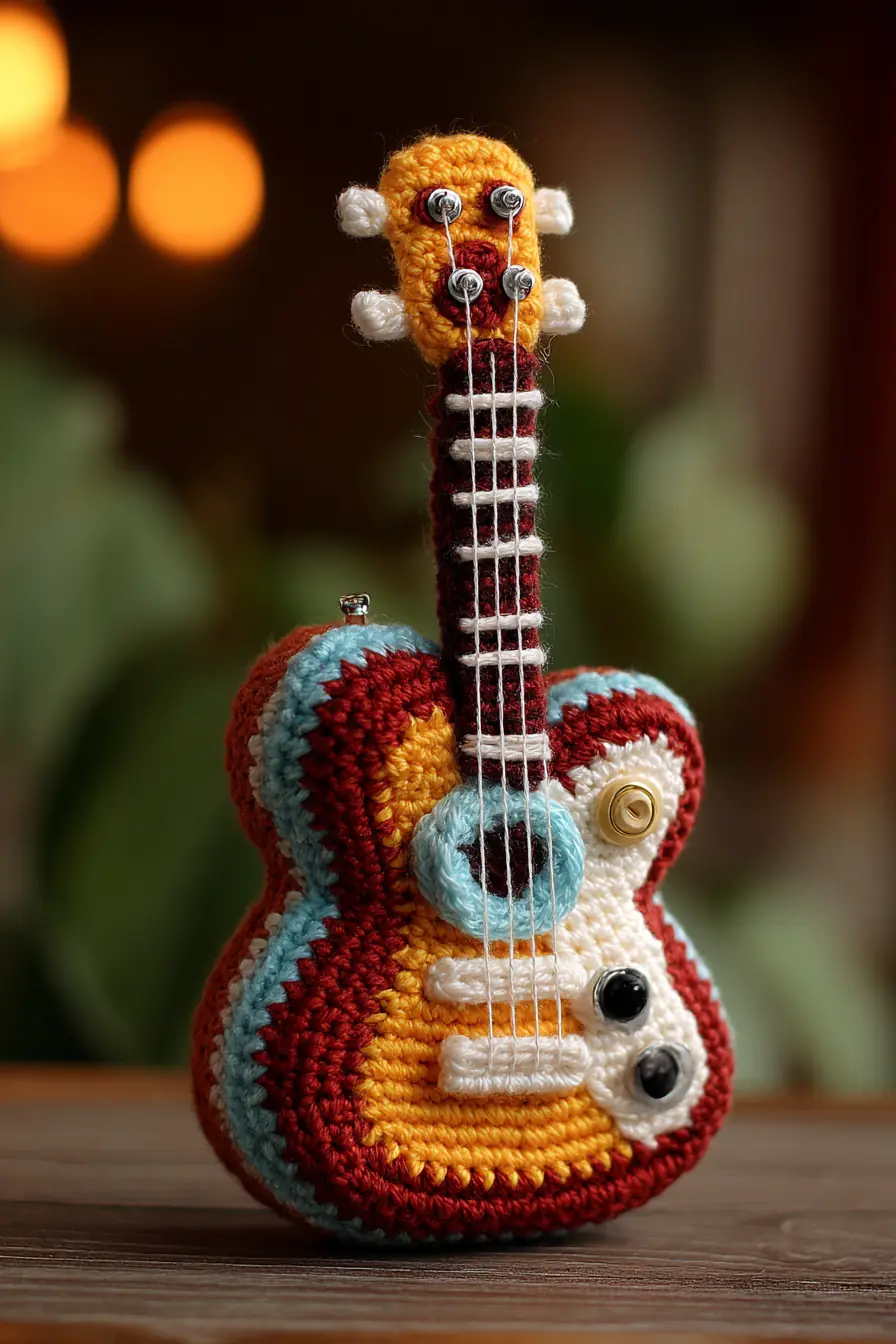 Mini Crochet Guitar Amigurumi Pattern — Tiny Guitar Toy & Ornament