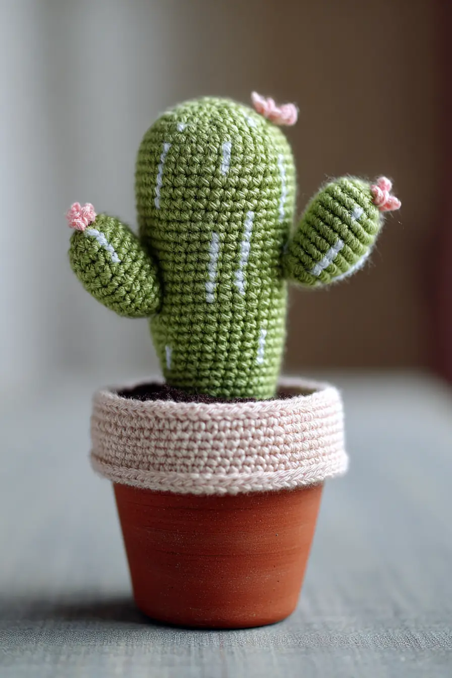 Mini Crocheted Amigurumi Cactus — Potted Soft Cactus Pattern