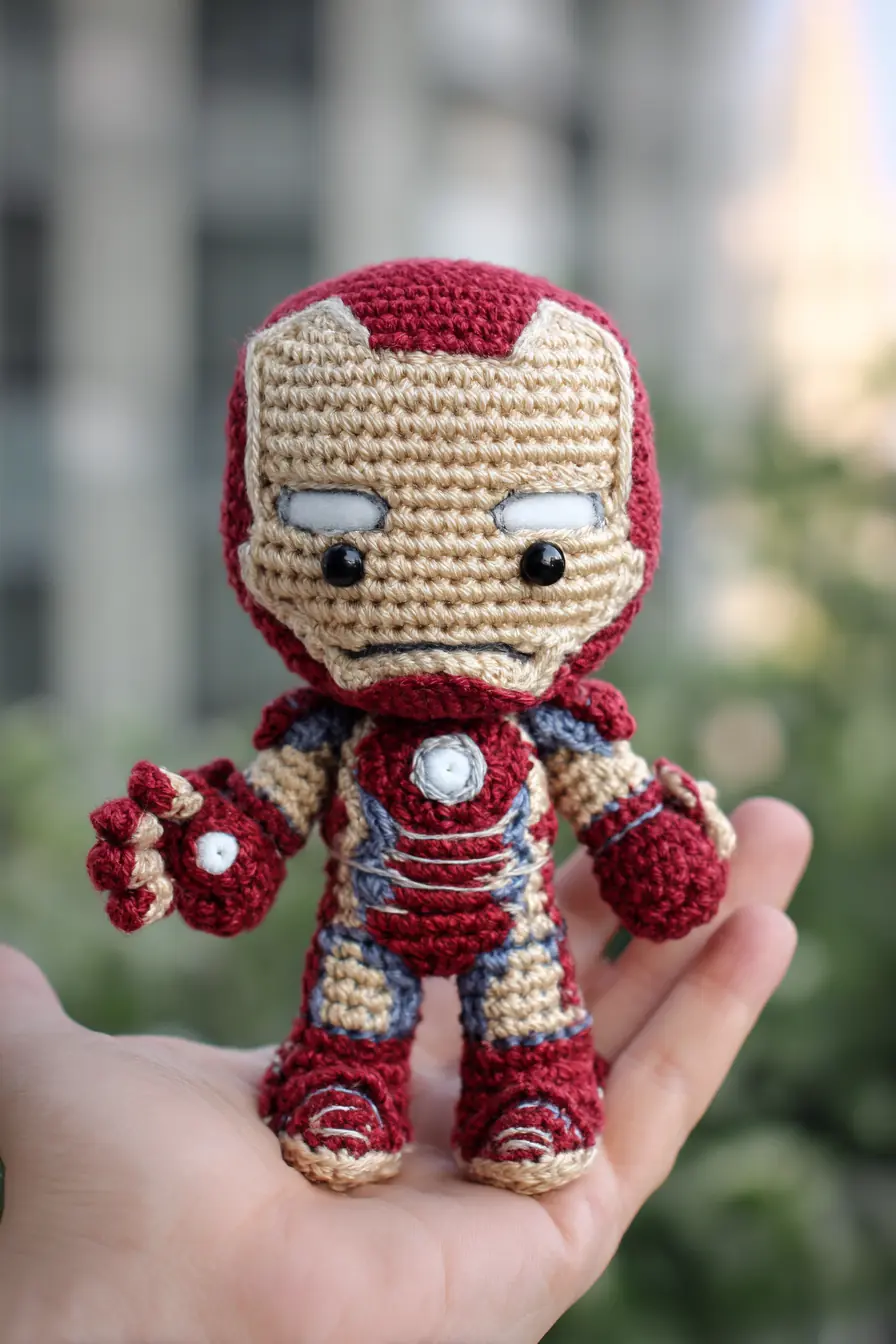 Mini Iron Man Amigurumi — Red & Gold Crochet Plush (Pattern Tips)