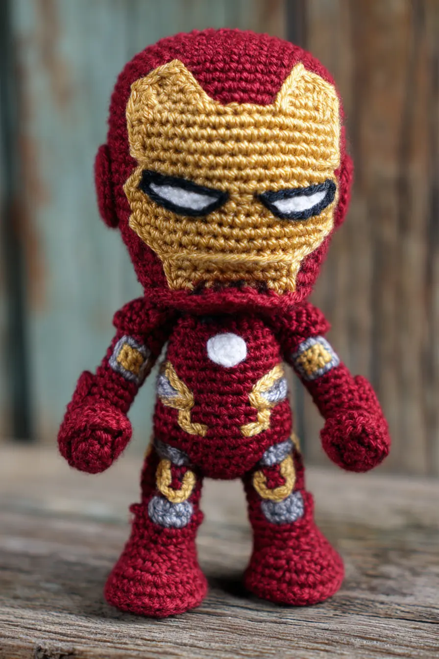 Mini Iron Man Amigurumi — Crochet Superhero Doll (6–8 in)