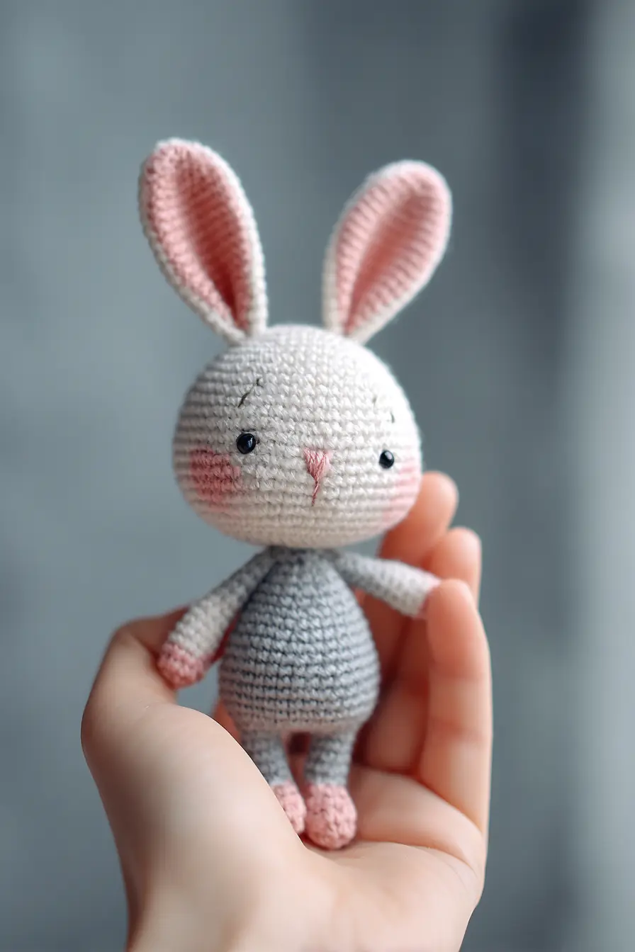 Mini Bunny Amigurumi Crochet — Soft Cotton Toy (Approx. 10 cm / 4 in)