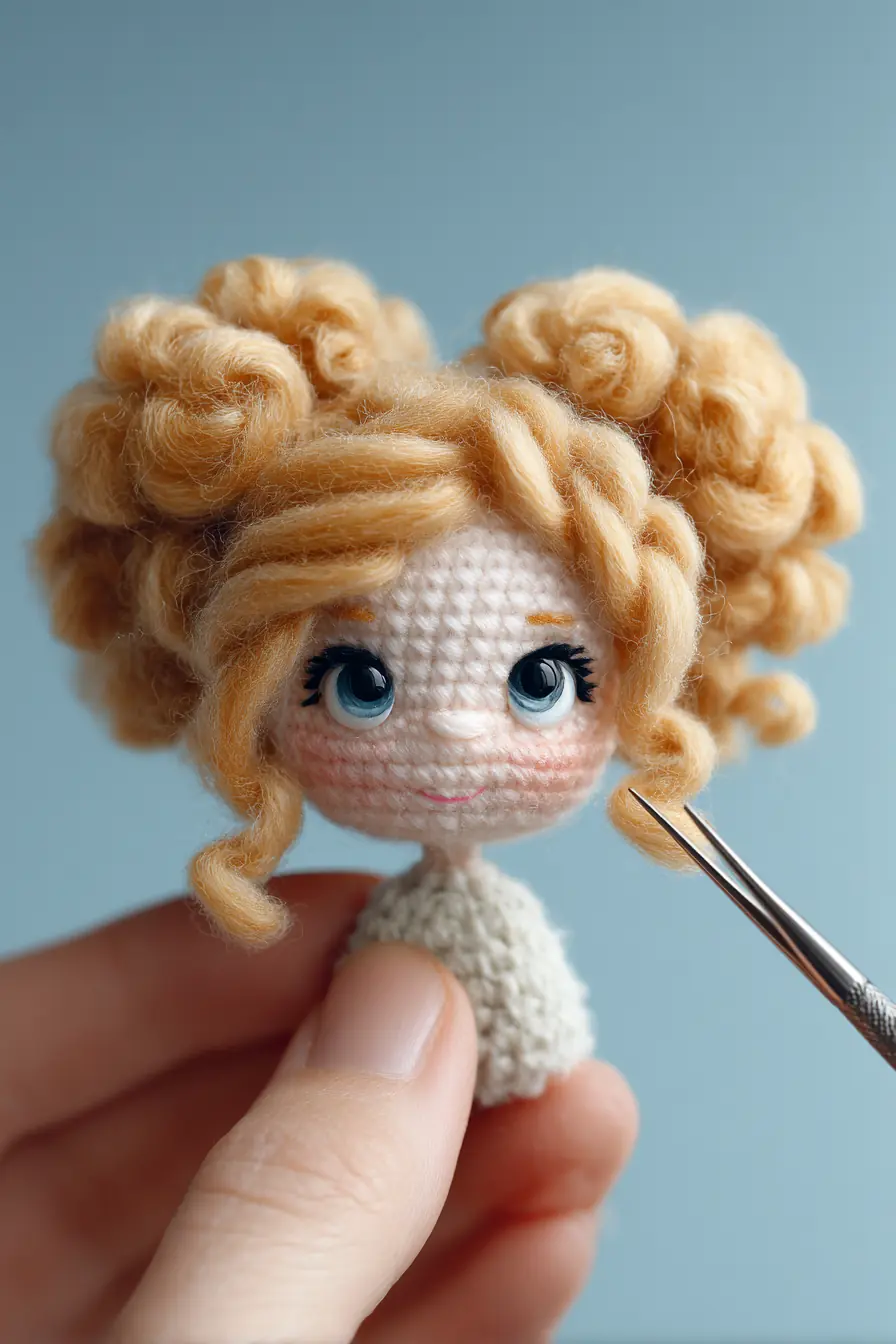 Mini Curly-Haired Amigurumi Doll — DK Yarn, Single Crochet & Safety Tips