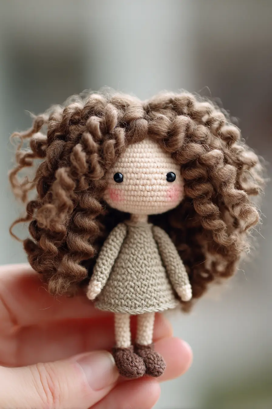 Mini Curly-Haired Amigurumi Doll — Crochet Pattern & Materials Guide