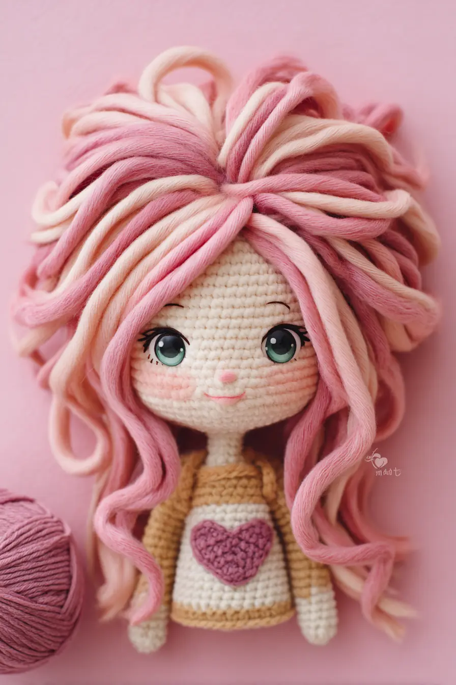 Pink-Heart Amigurumi Doll — Yarn, Hook, Stitches & Safety Tips