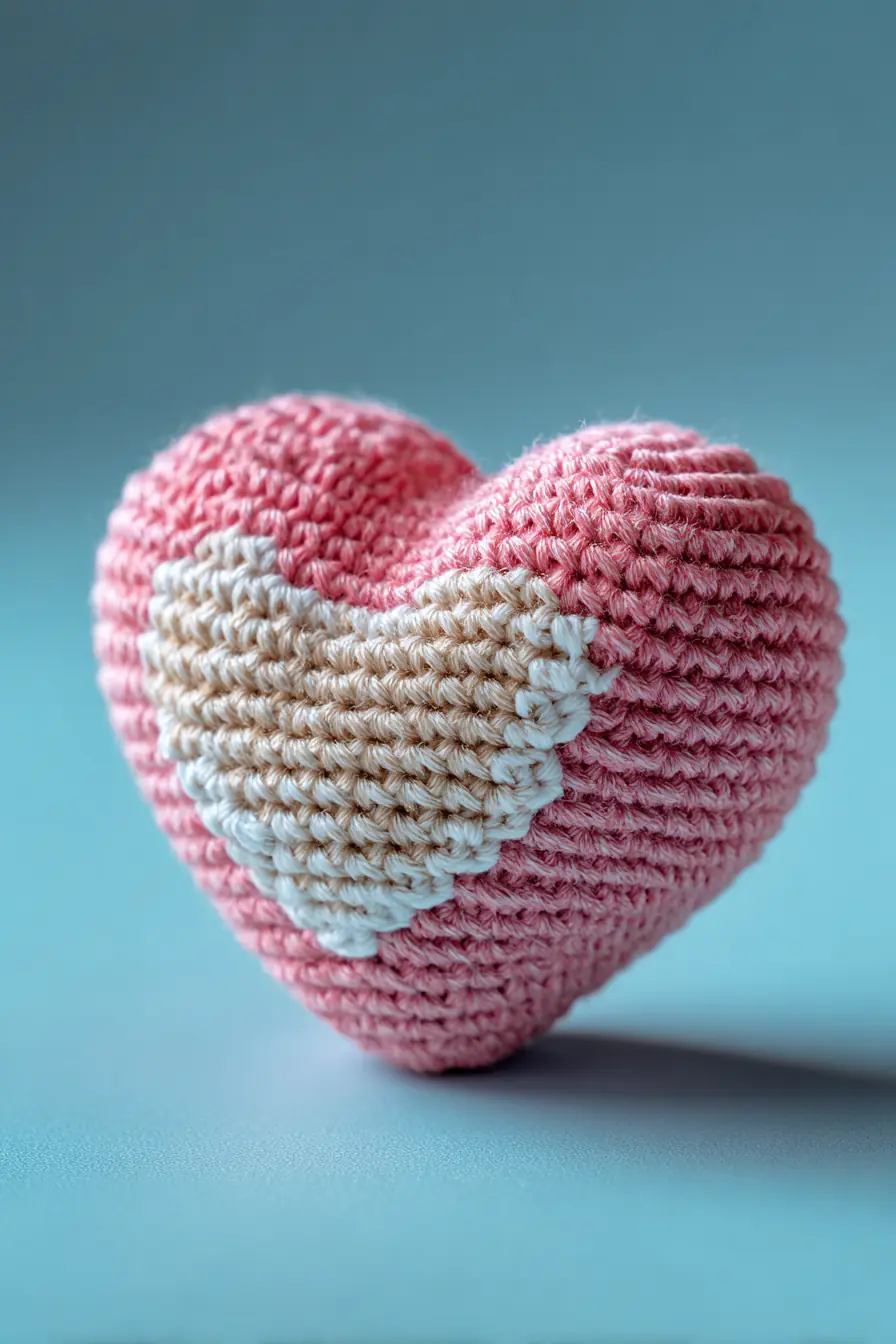 Pink Heart Amigurumi with Contrasting Patch — Crochet Pattern & Tips