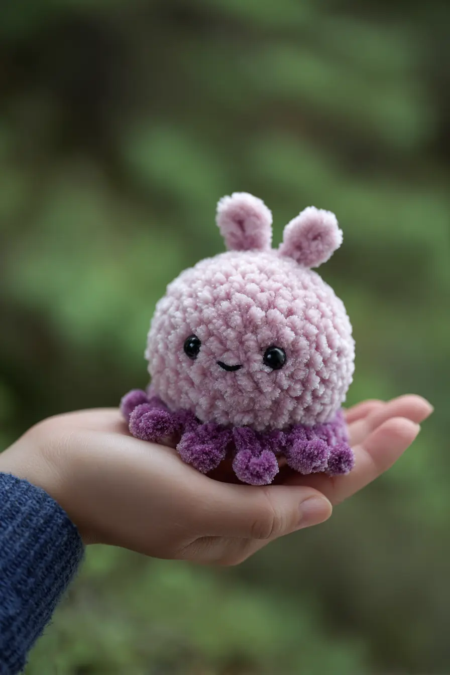 Pink Pom‑Pom Octopus Amigurumi — Velvet Yarn Plush Toy Pattern