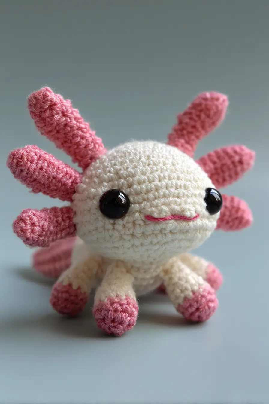Pink & Cream Axolotl Amigurumi — Materials, Stitches and Safety Tips