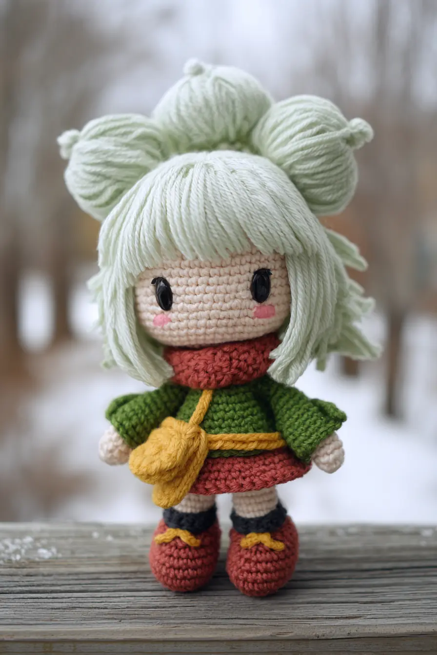 Mint-Haired Amigurumi Doll — Worsted Yarn Crochet Pattern & Assembly Tips