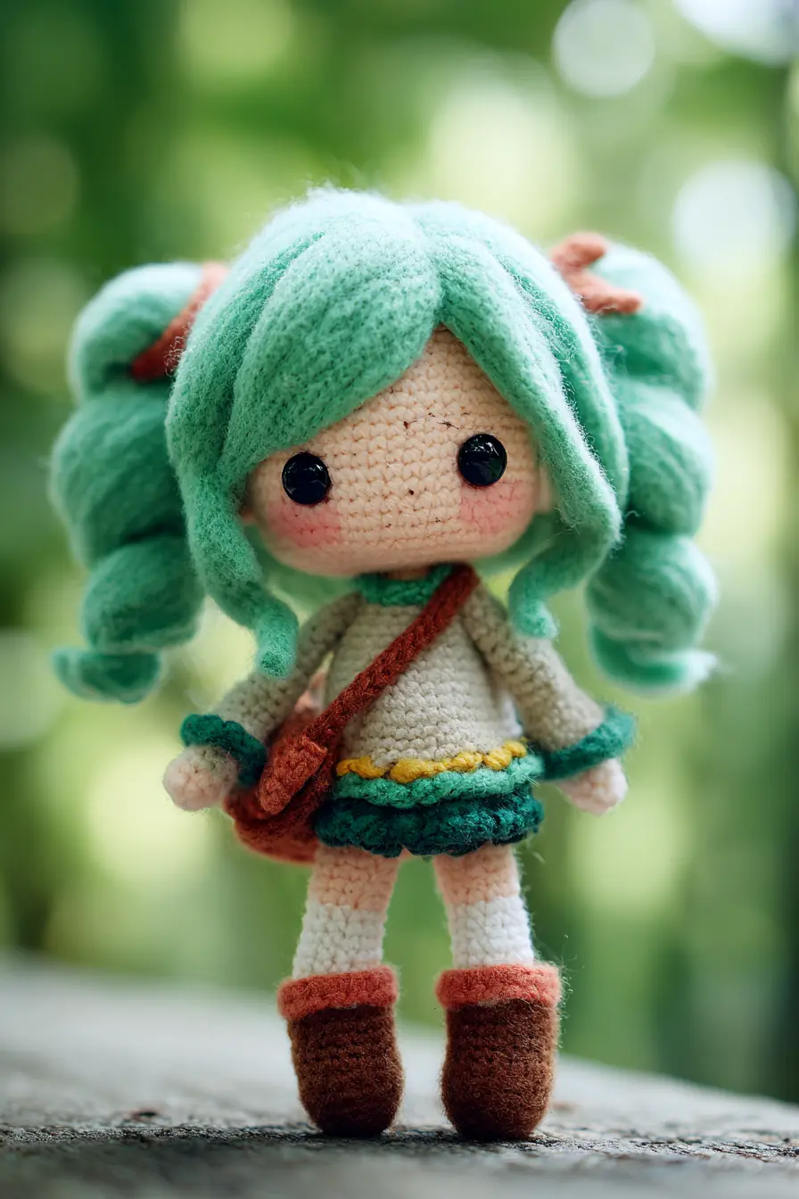 Mint Pigtail Amigurumi Doll Crochet Pattern – 7–9 in Cute Handmade Doll
