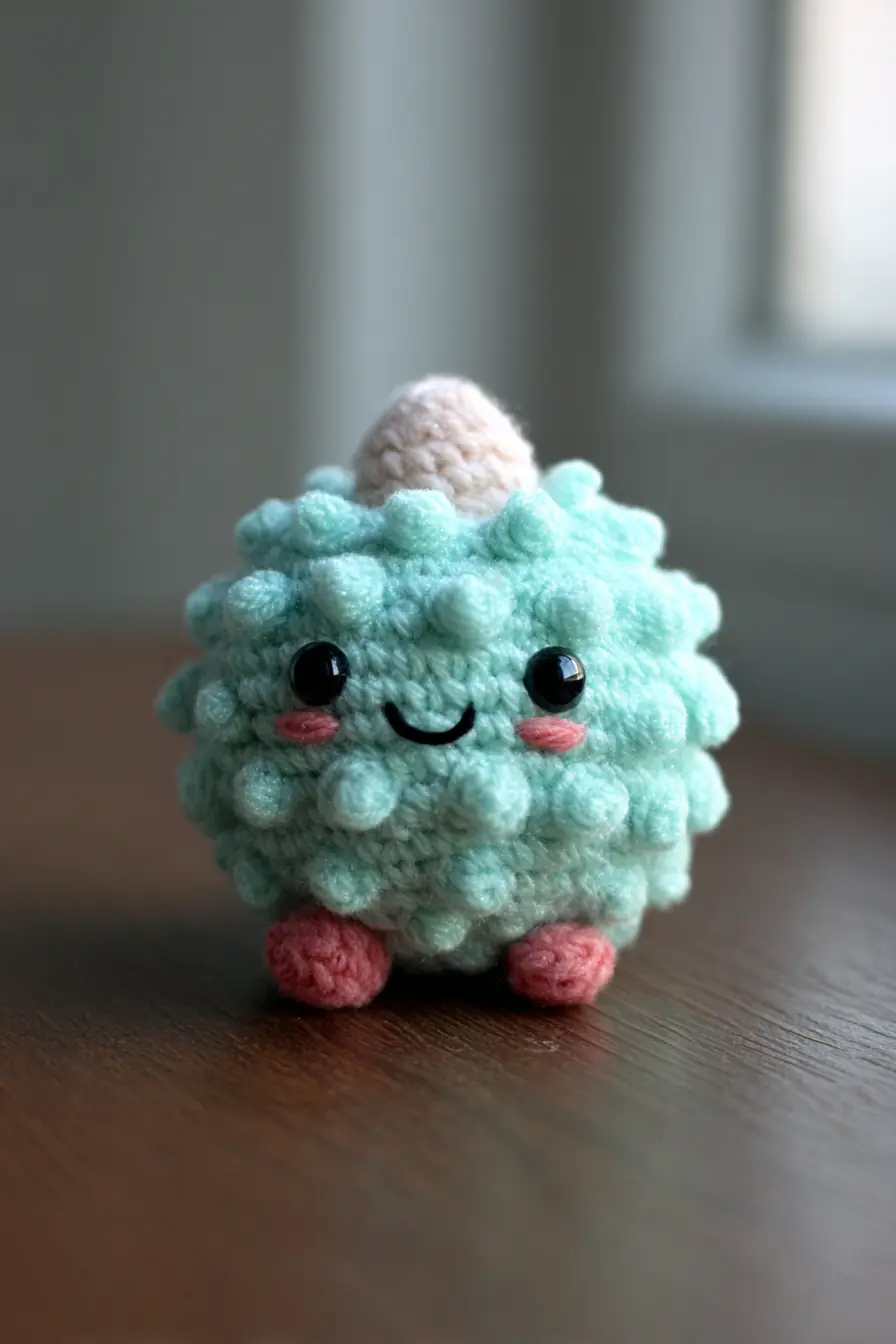 Mint Bobble Amigurumi: Cute Popcorn-Stitch Plush (3–4 in)