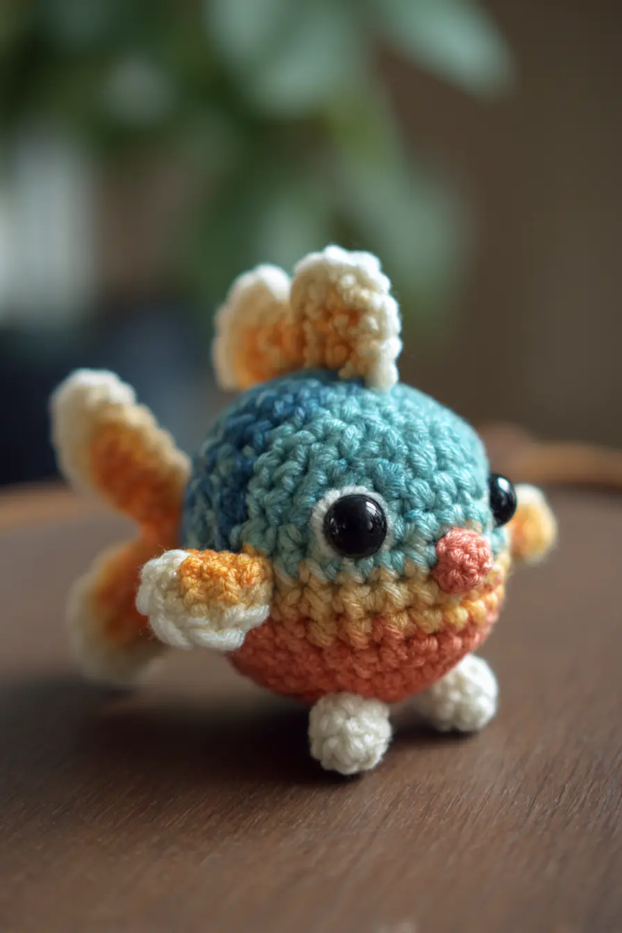 Tiny Rainbow Fish Amigurumi — Worsted Yarn, 3.5mm Hook & Safety Eyes