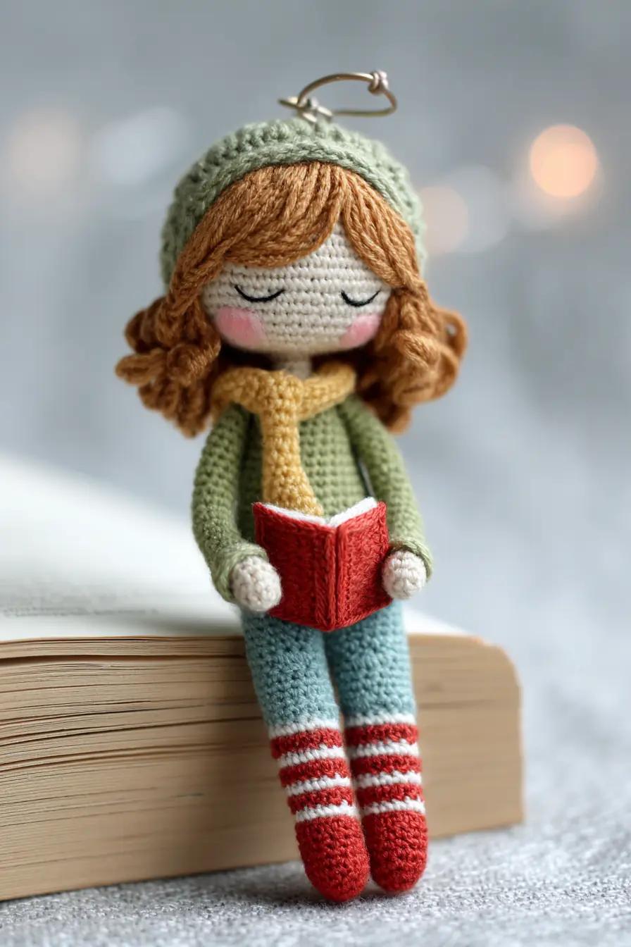 Tiny Reading Doll Amigurumi Keychain — Crochet Pattern & Materials