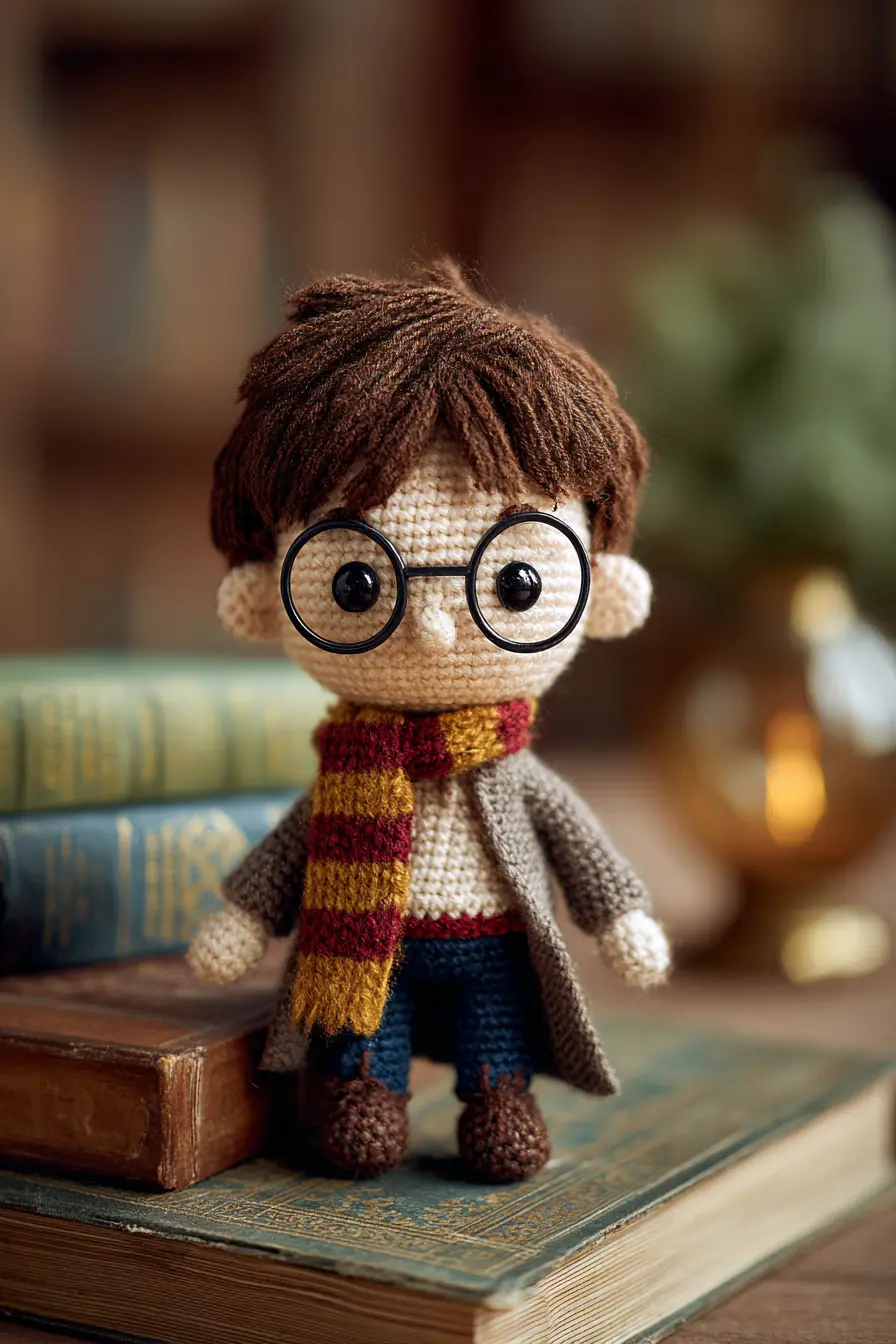 Wizard-Inspired Amigurumi Doll Crochet Pattern — Glasses, Scarf & Coat