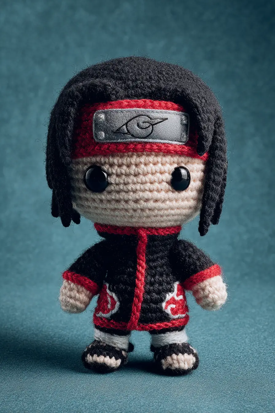 Akatsuki-Inspired Ninja Amigurumi — Red-Cloud Cloak Crochet Doll