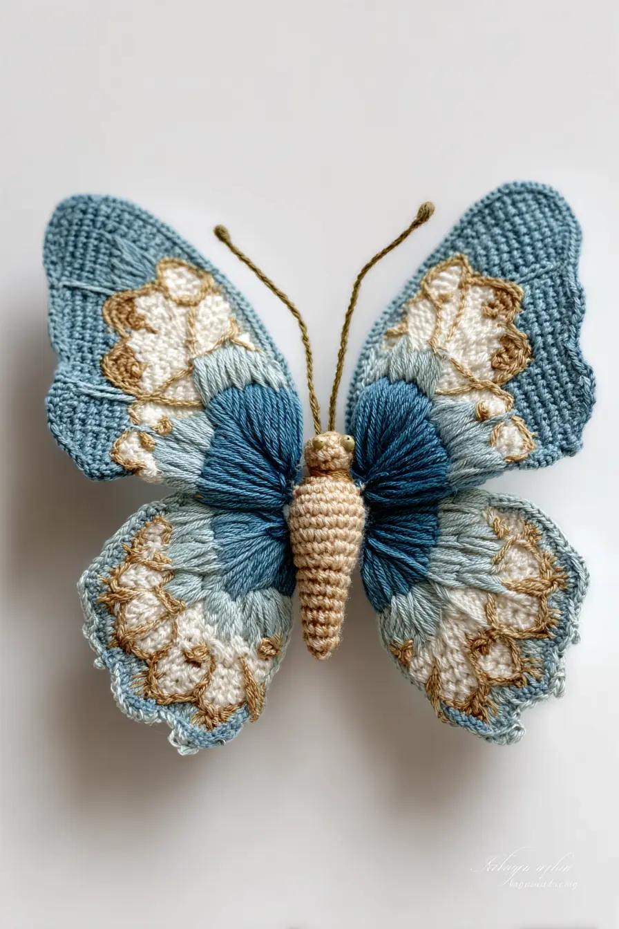 Blue Lace Butterfly Amigurumi — Crochet Pattern, Materials & Tips