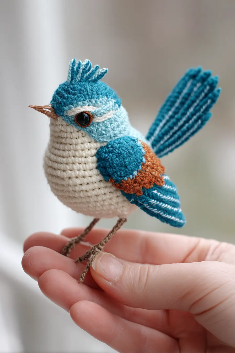 Blue Tit Amigurumi Crochet Bird — DK Yarn, Safety Eyes, 3–4 in
