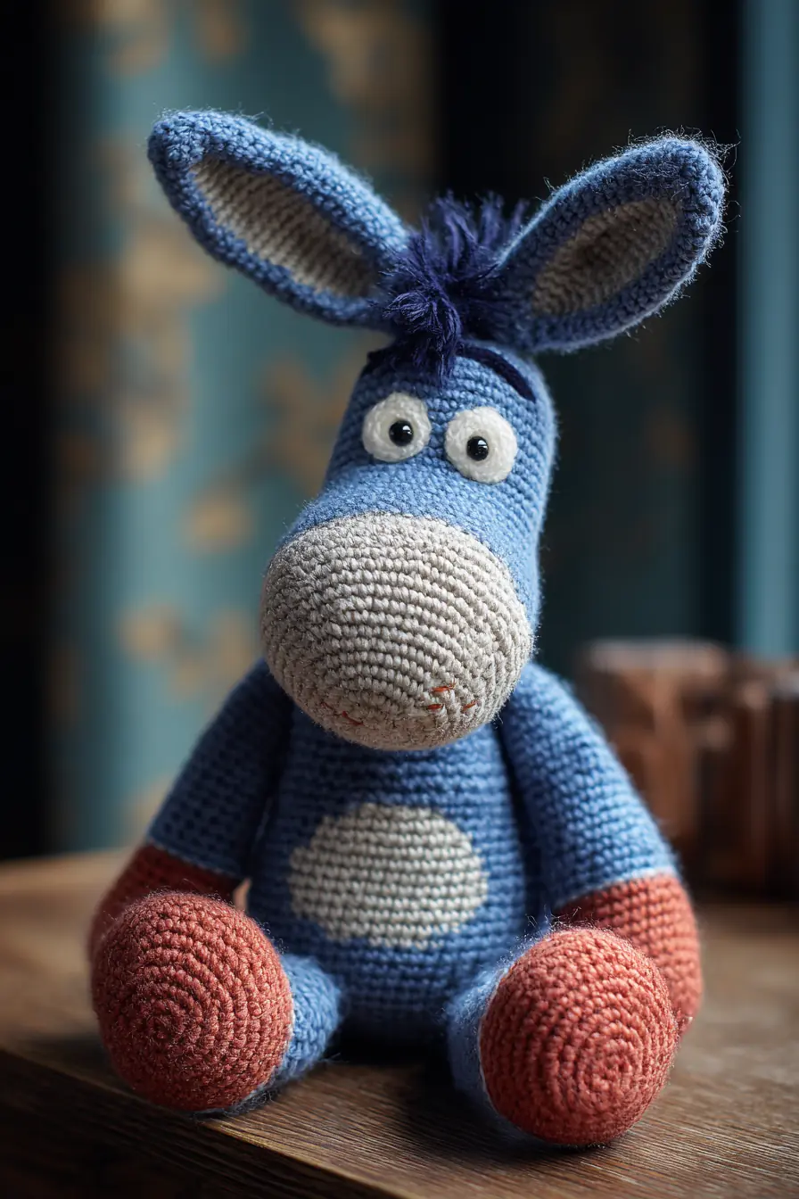 Blue Donkey Amigurumi Crochet Toy — Yarn, Stitches & Safety Notes