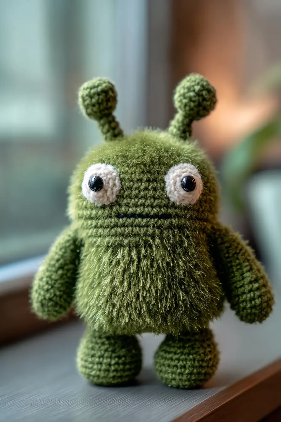 Fluffy Green Alien Amigurumi — Crochet Pattern, Materials & Tips