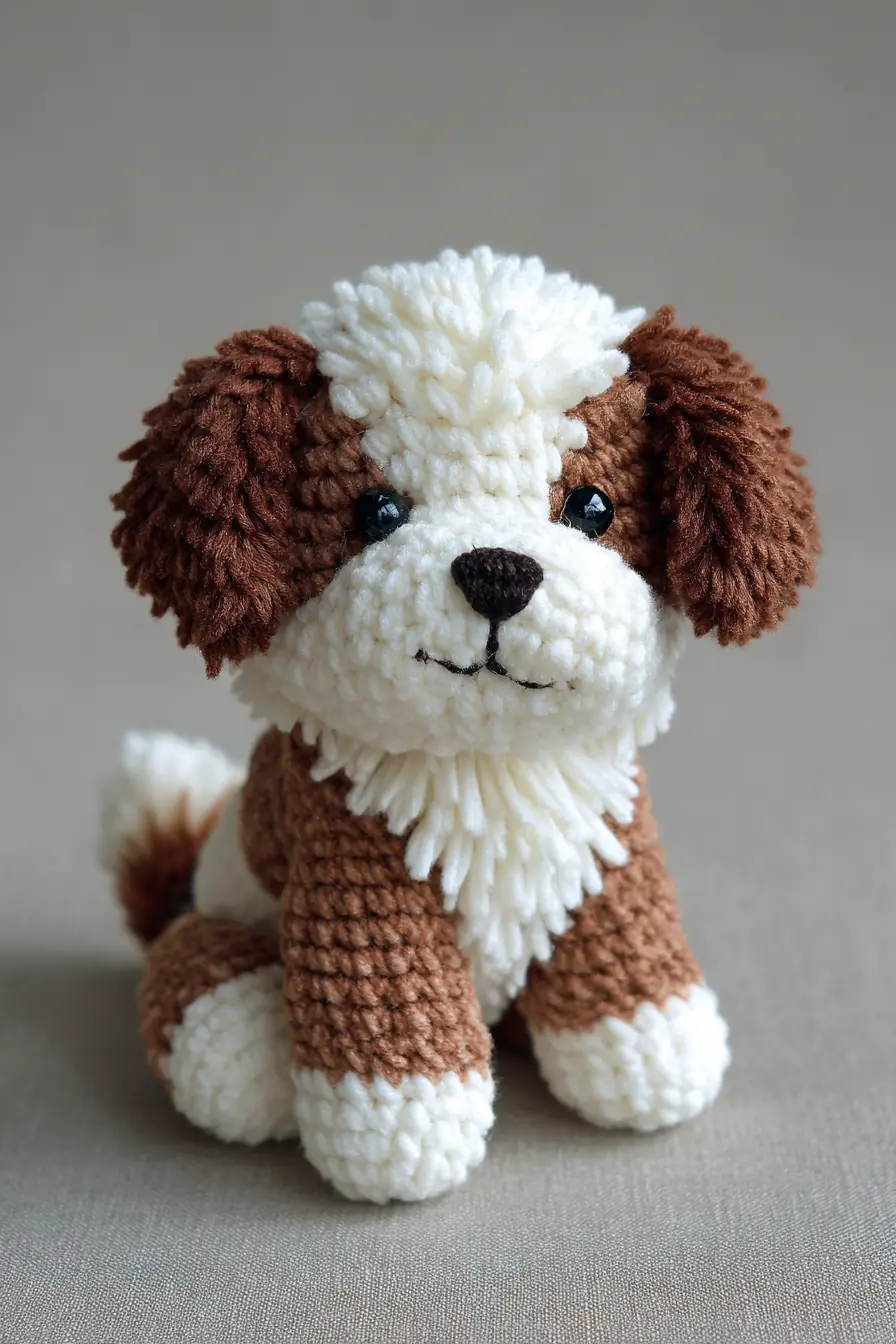 Fluffy Brown & Cream Puppy Amigurumi — Crochet Plush Pattern