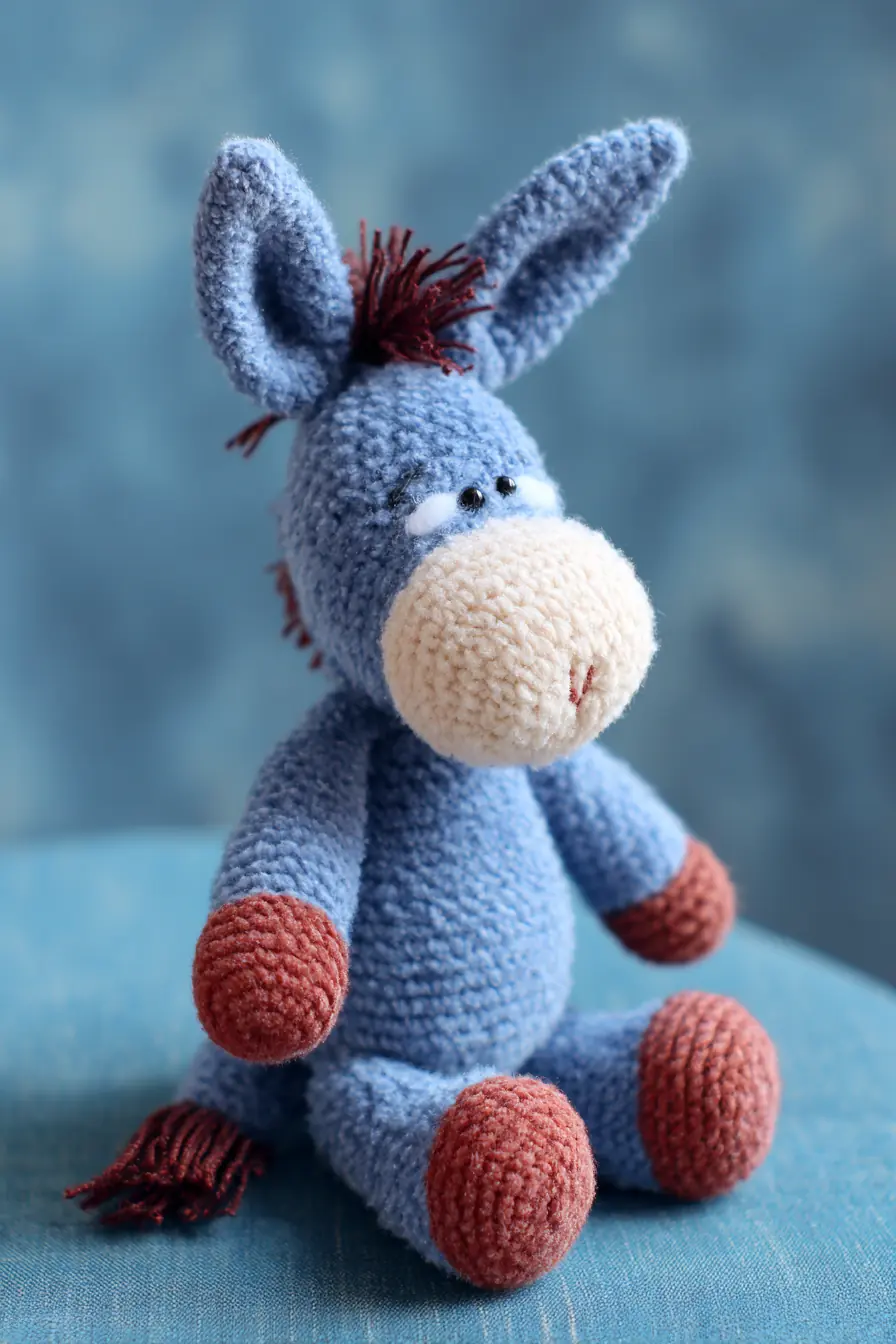 Plush Donkey Amigurumi — Chenille Crochet Pattern with Single Crochet Stitches