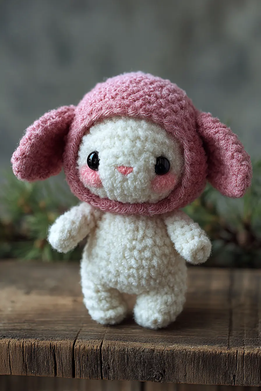Plush Bunny Amigurumi Pattern – Soft Chenille Crochet Toy with Floppy Hood