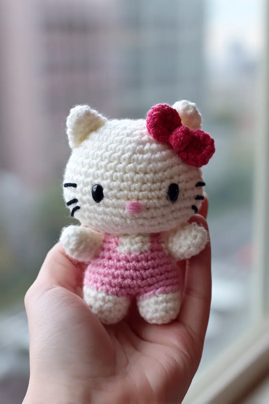 Small Amigurumi Cat Pattern — Crochet Kitty in Pink Dress (10–12 cm)