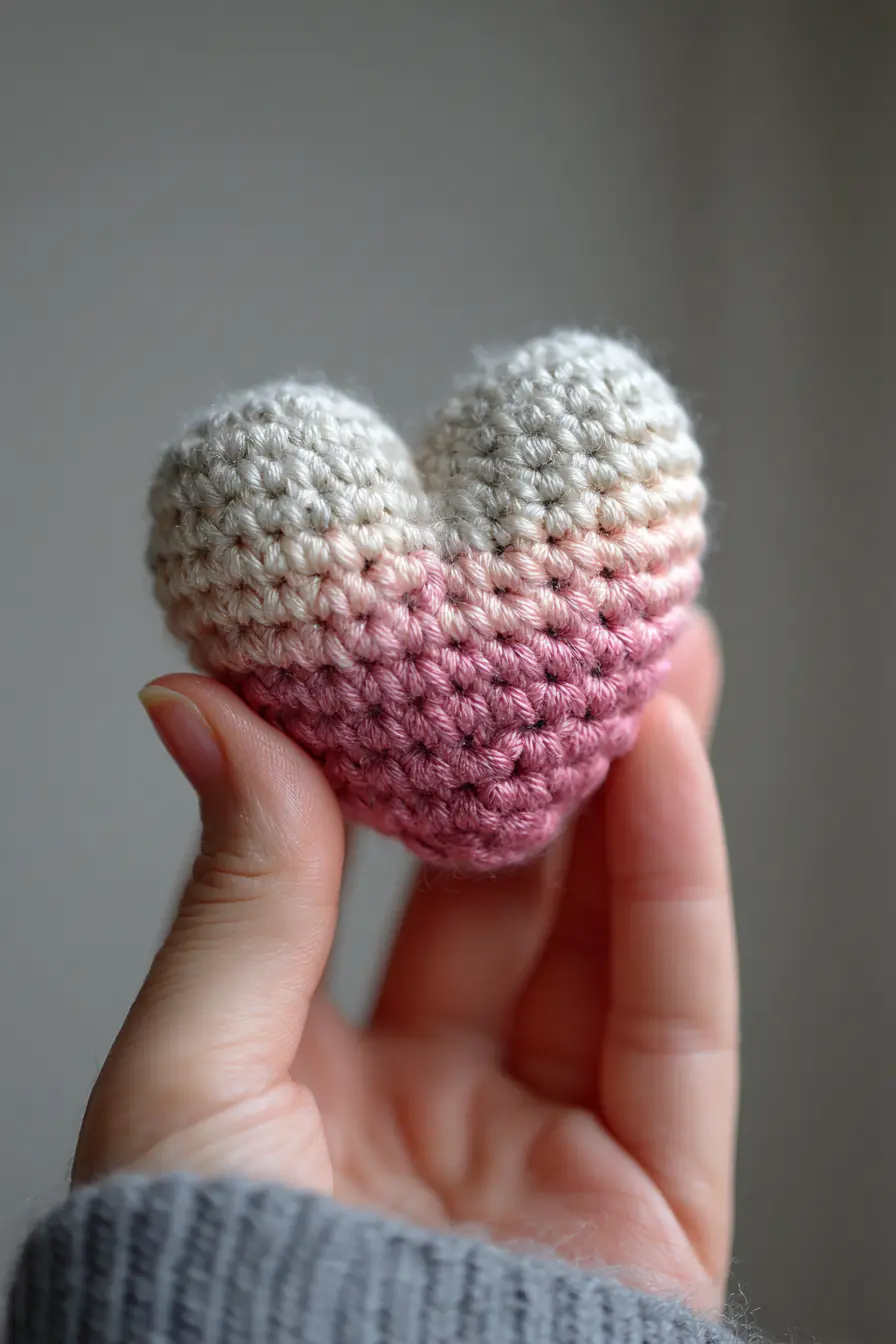 Small Gradient Crochet Heart Amigurumi — Pattern Tips & Materials