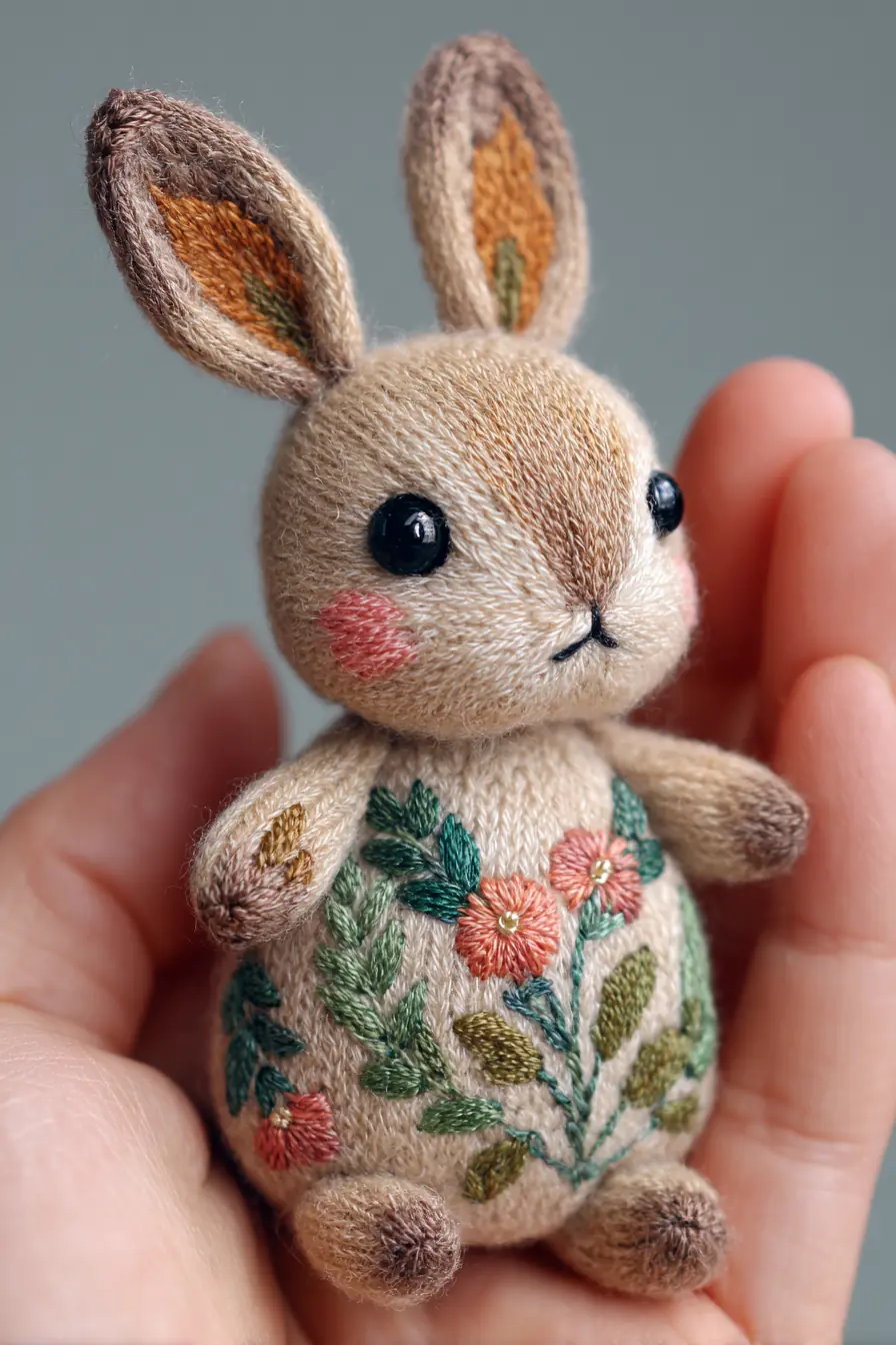 Embroidered Mini Bunny Amigurumi — Crochet Pattern, Materials & Tips