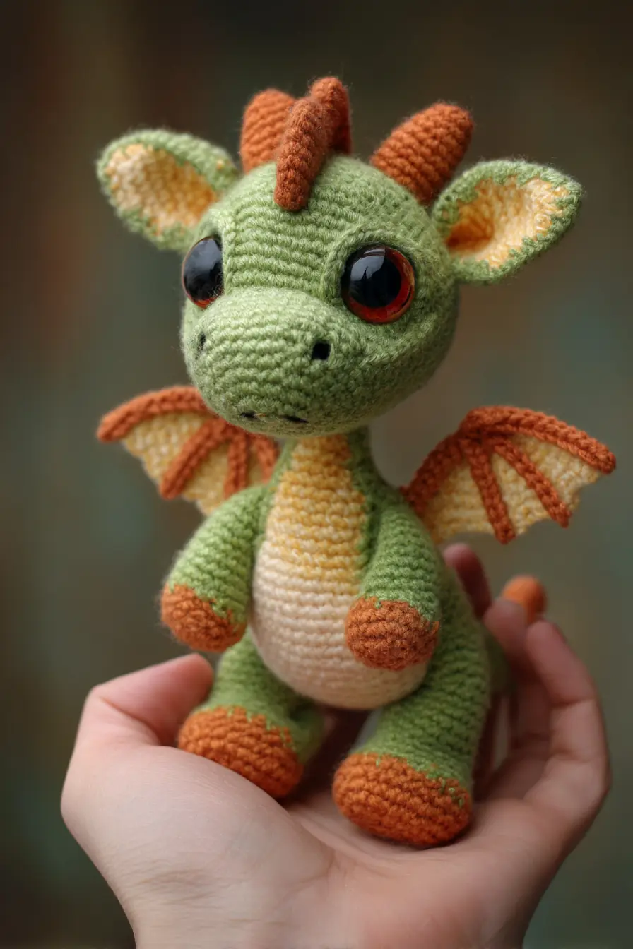 Amigurumi Baby Dragon Crochet Pattern — Small Plush Dragon (6–8 in)