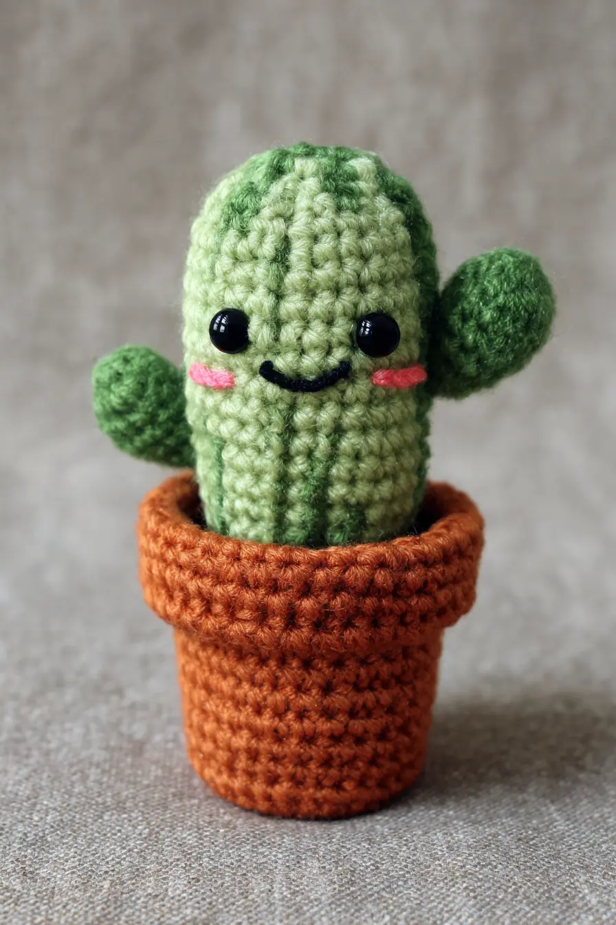 Amigurumi Cactus Crochet Pattern — Mini Cactus in a Pot (Easy Beginner)