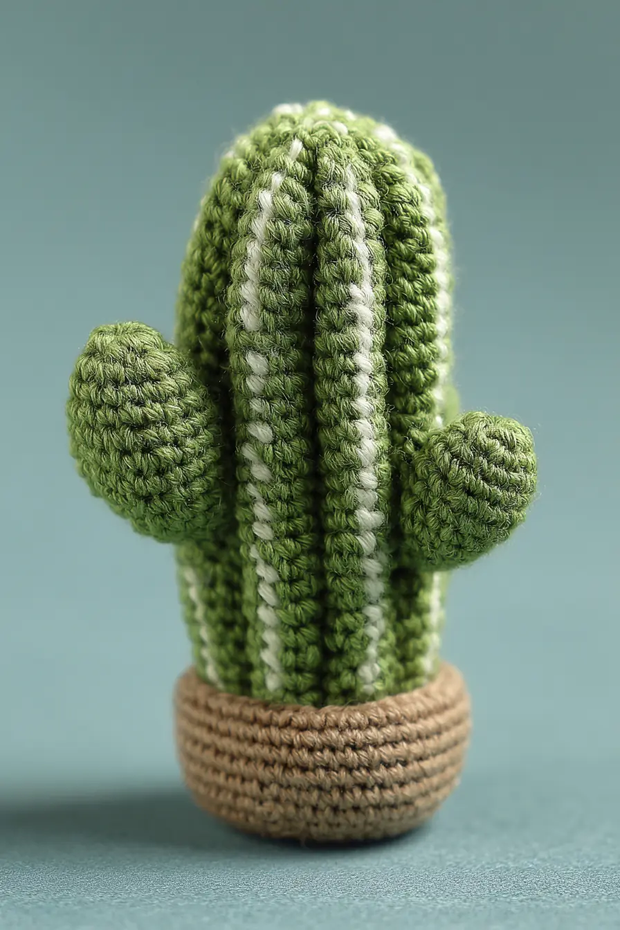 Amigurumi Cactus Crochet Pattern — Small Ribbed Cactus in a Pot