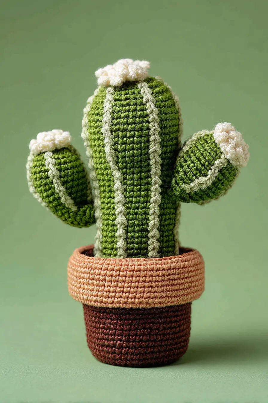 Amigurumi Cactus with Flowered Arms — Crochet Pattern, Materials & Tips