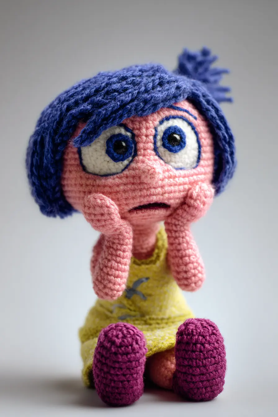 Amigurumi Sad-Faced Doll with Blue Hair — Crochet Materials, Stitches & Tips