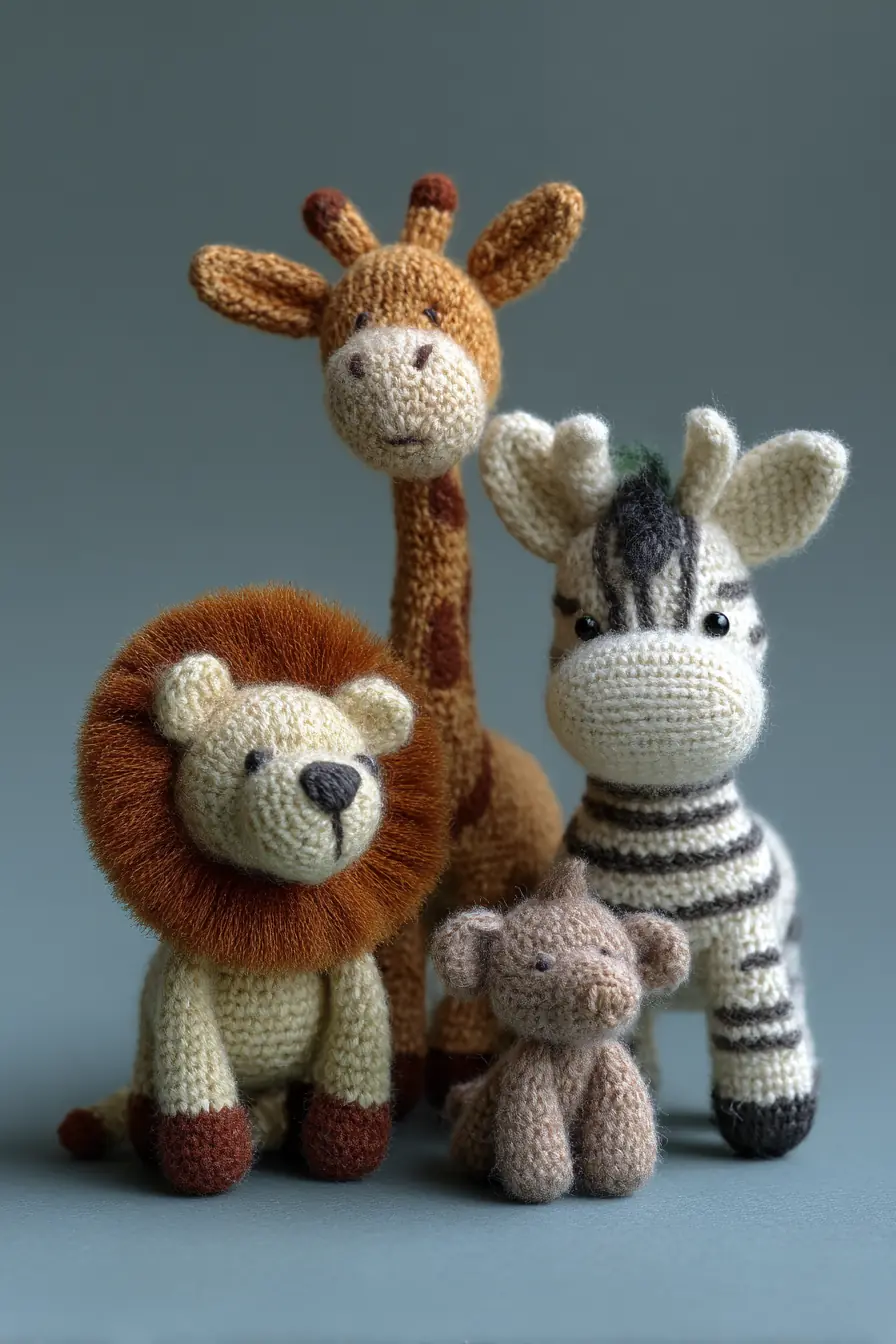 Amigurumi Safari Set: Giraffe, Zebra, Lion & Baby Elephant — Materials & Tips