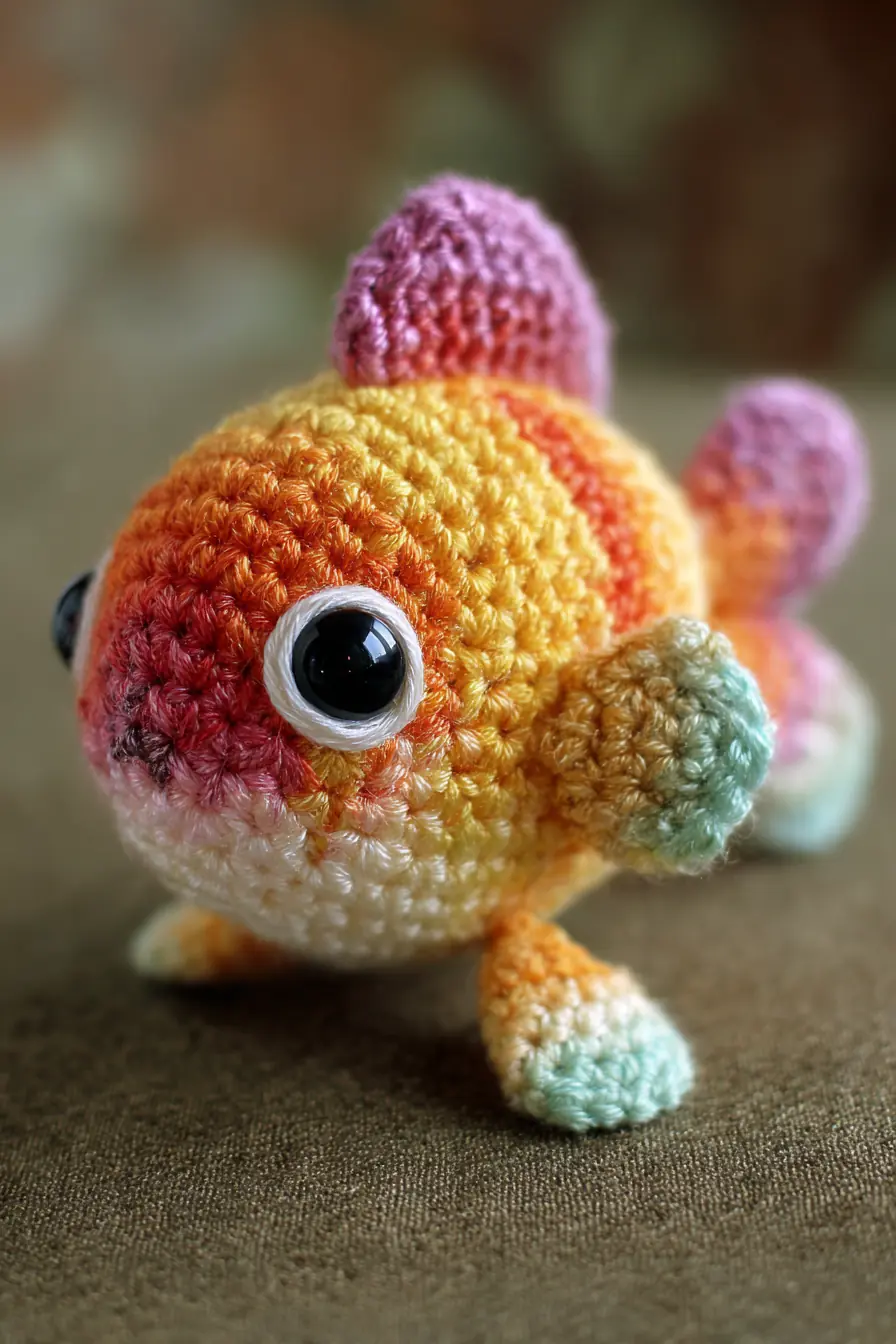 Amigurumi Rainbow Goldfish Crochet Pattern — Small Toy with Safety Eyes