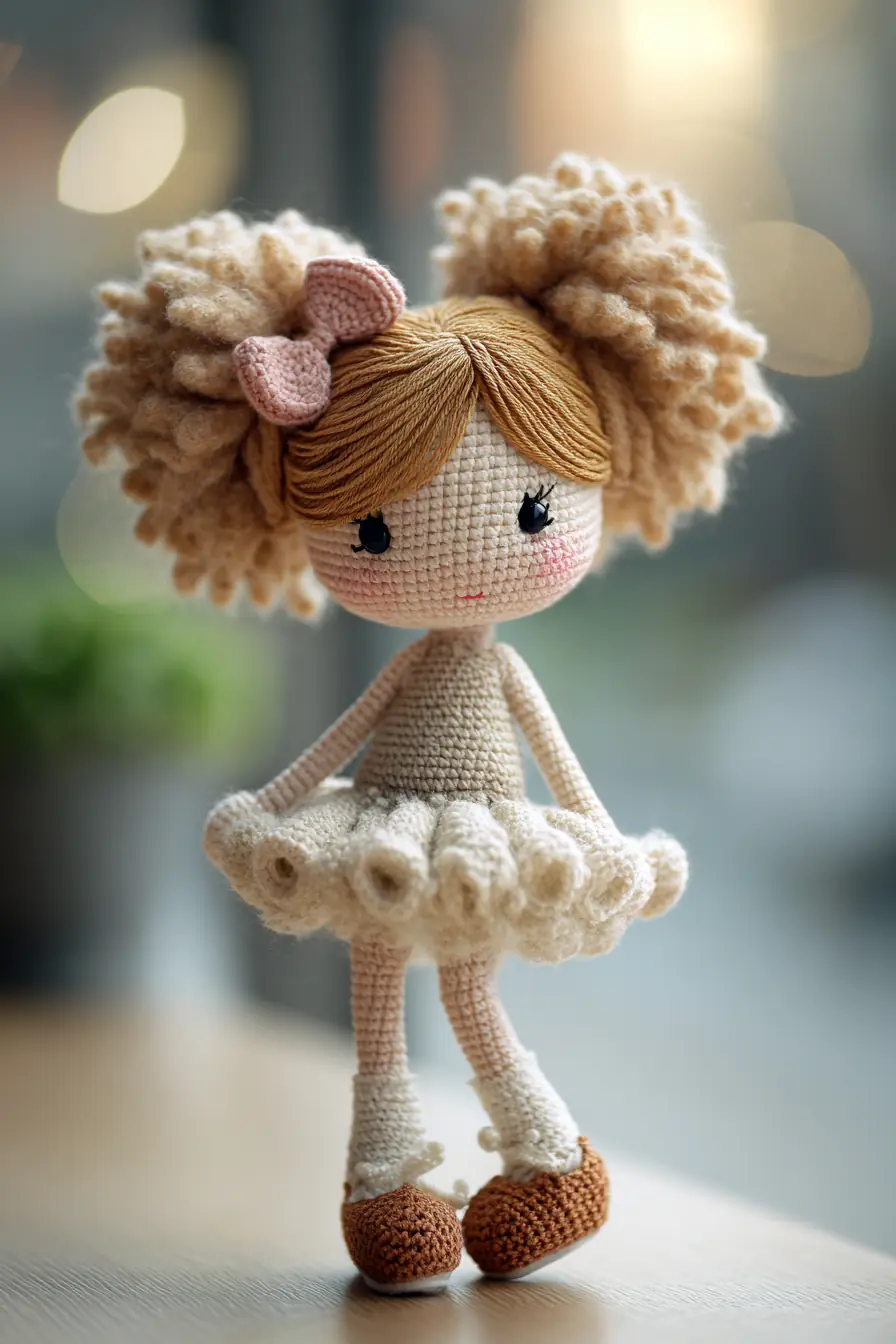 Amigurumi Ballerina Doll Crochet Pattern — Soft Yarn, Curly Hair & Tutu