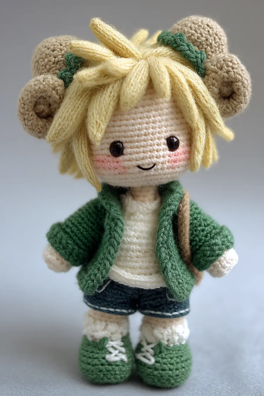 Amigurumi Ram-Horn Doll Crochet Pattern — Cute Green Jacket Plush