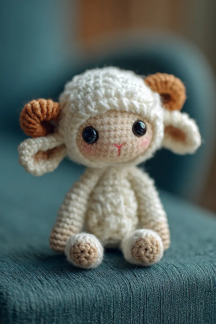 Amigurumi Lamb Crochet Pattern — Soft Wool Toy with Curled Horns